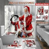 Douchegordijn Set - Kerst - Fee - Kerstman - Sneeuwpop - Badkamer - Afdrukken - Wc Cover - Badmat - Antislip Badkamer Tapijt Set - 4PCS Full Set