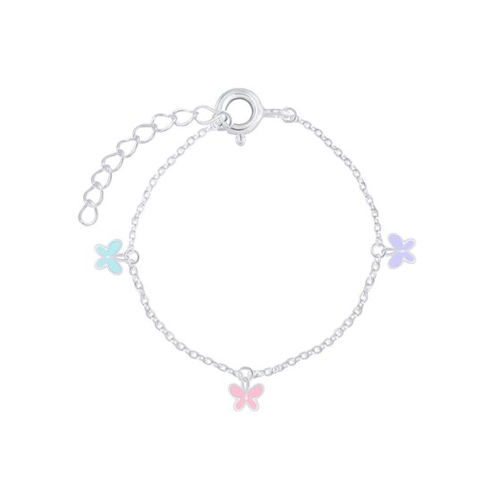 Bracelet enfant en argent papillons multicolores | bracelet | bracelet papillon Fille Argent | Zilverana | Argent Sterling 925