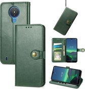 Voor Nokia 1.4 Effen Kleur Lederen Gesp Telefoon Case met Lanyard & Fotolijst & Kaartsleuf & Portemonnee & Stand Functie (Groen)