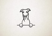 Greyhound - hond met pootjes - S - 43x41cm - Zwart - wanddecoratie