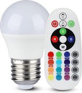 V-TAC 2772 LED-lamp Energielabel A+ (A++ - E) E27 Peer 3.5 W = 30 W RGBW (Ø x l) 45 mm x 81 mm Dimbaar, Incl. afstandsbediening 1 stuk(s)