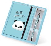 notitieboek panda 21 x 14 cm papier lichtblauw 2-delig