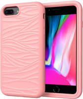 Voor iPhone SE （2020） Golfpatroon 3 in 1 siliconen + pc schokbestendige beschermhoes (roségoud)