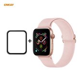 Voor Apple Watch Series 6/5/4 / SE 44 mm Hat-Prince ENKAY 2-in-1 verstelbare flexibele polyester horlogeband + volledig scherm volledige lijm PMMA gebogen HD-schermbeschermer (lichtroze)