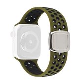 Dubbele kleur siliconen vervangende horlogebanden voor serie 6 & SE & 5 & 4 40 mm / 3 & 2 & 1 38 mm (olijfgroen zwart)