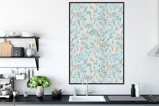 Cadre photo avec affiche - Fleurs - Printemps - Blauw - 60x90 cm - Cadre pour affiche