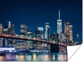 Poster New York - Nacht - Brooklyn bridge - 120x90 cm