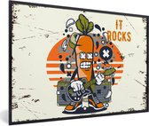 Fotolijst incl. Poster - Wortel - Gitaar - Vintage - 60x40 cm - Posterlijst