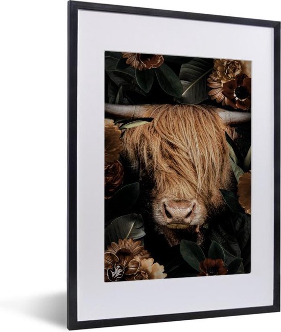 Fotolijst incl. Poster - Schotse Hooglander - Planten - Bloemen - 30x40 cm - Posterlijst