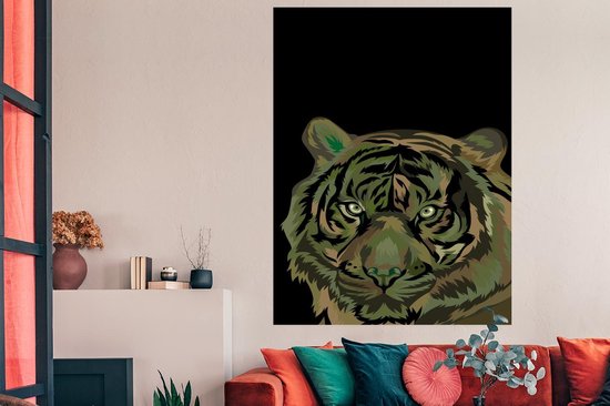 Affiche Tigre - Camouflage - Tête - 120x180 cm XXL