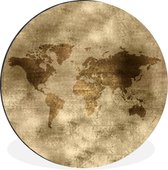 Wall Circle - Wall Circle - Wereldkaart - Or - Marron - Aluminium - Dibond - ⌀ 60 cm - Intérieur et Extérieur