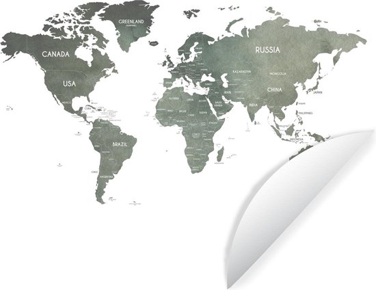 WallCircle - Muurstickers - Behangcirkel - Wereldkaart - Waterverf - Wereld - ⌀ 30 cm - Muurcirkel - Zelfklevend - Ronde Behangsticker