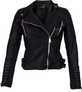 Zwarte Bikerjack voor dames - Kunstleer-only - 42