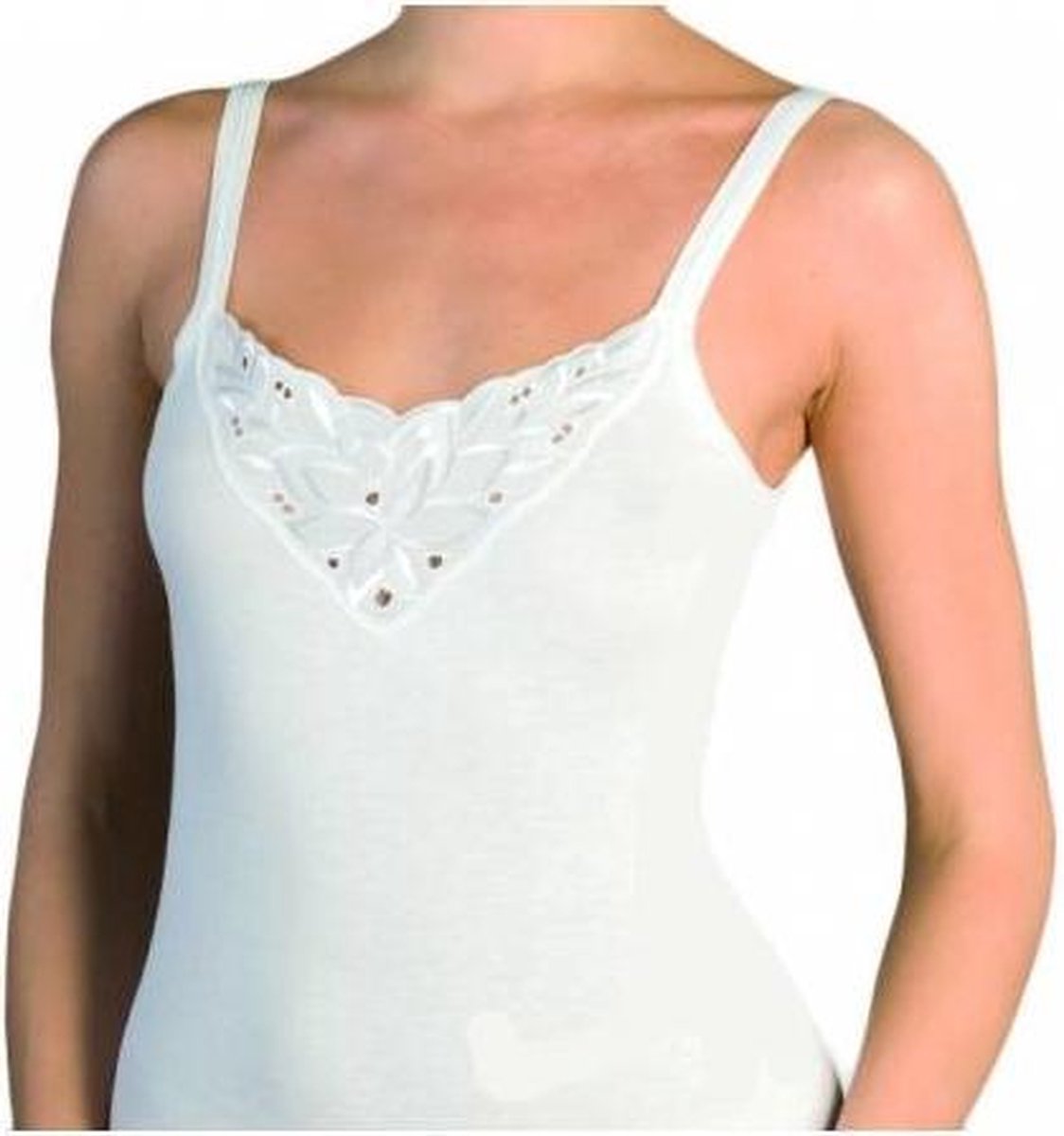 Dames hemd smal bandje 420 - katoenen Vrouwen singlet spaghetti bandjes - 40 - Wit