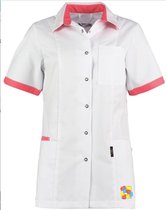 Moodz-wear / Hean / Ballyclare Dames Zorgjas Fijke- Wit / Shocking Pink