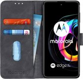 KHAZNEH Motorola Edge 20 Lite Hoesje Retro Wallet Book Case Zwart