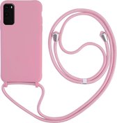 HB Hoesje Geschikt voor Samsung Galaxy S20 FE Roze - Siliconen Back Cover met Koord