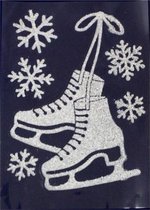 stickerset glitterschaatsen 29,5 x 40 cm zilver 6-delig