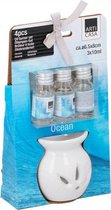 oliebrander Ocean 8 cm 30 ml keramiek wit 4-delig