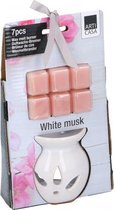 geurkaars White Musk 21 cm wax roze 8-delig