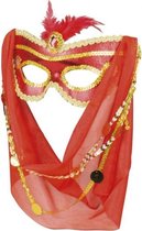 verkleedmasker 1001 nacht dames rood one size