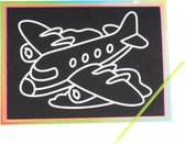 kraskaart vliegtuig junior 9 x 13 cm zwart 2-delig