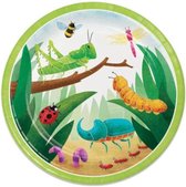 feestbordjes Birthday Bugs 23 cm karton groen 8 st