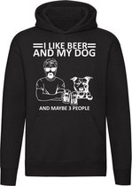 I LIKE MY BEER AND DOG | Unisex | Trui | Sweater | Hoodie | Capuchon | Zwart |Bier | Hond | Huisdieren | Grappig | Cadeau