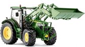 miniatuurtractor John Deere 6125R wiellader zink 1:32 groen