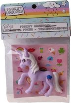 eenhoorn Pocket Unicorn meisjes 7 cm paars/wolkje 2-delig