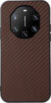 Voor Huawei Mate 40 RS Nauwkeurige Gat Koolstofvezel Textuur Schokbestendige Case (Bruin)