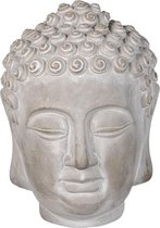 Clayre & Eef Decoratie Beeld Boeddha 15*15*19 cm Grijs Steen Decoratief Figuur Decoratieve Accessoires Woonaccessoires