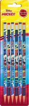 Disney Potloden Mickey Mouse Jongens 17 Cm Hout Blauw 6 Stuks