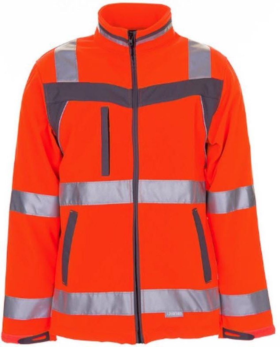 Planam Plaline H-vis softshell jack (5660) XLarge - Fluor oranje | Grijs - 7XL