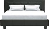 Eigentijds bed voor volwassenen - Simili Noir - Inclusief boxspring - 160 x 200 cm - EDOUARD