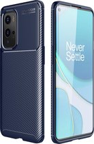 OnePlus 9 Pro Hoesje - Mobigear - Racing Serie - TPU Backcover - Blauw - Hoesje Geschikt Voor OnePlus 9 Pro