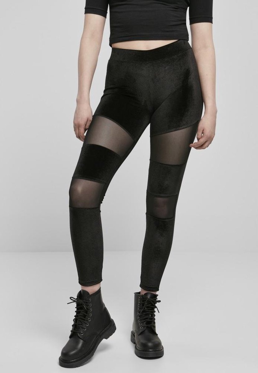 Urban Classics Velvet Tech Mesh Sportlegging Zwart