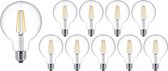 Tsong - Voordeelpak 10 stuks - E27 LED lamp - XL GLOBE - dimbaar - 4W vervangt 40W - 2700K warm wit licht - dimbaar