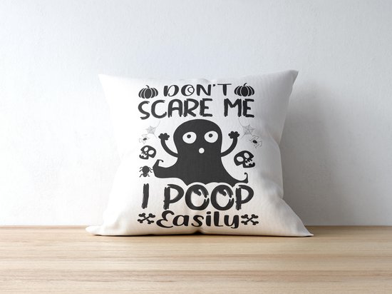 Oreiller d'Halloween avec texte : Ne me fais pas peur, je fais caca facilement | Mug drôle | Cadeaux drôles