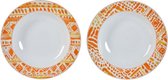 Diep bord DKD Home Decor Oranje Porselein (2 pcs) (21.5 x 3.5 x 3.5 cm)