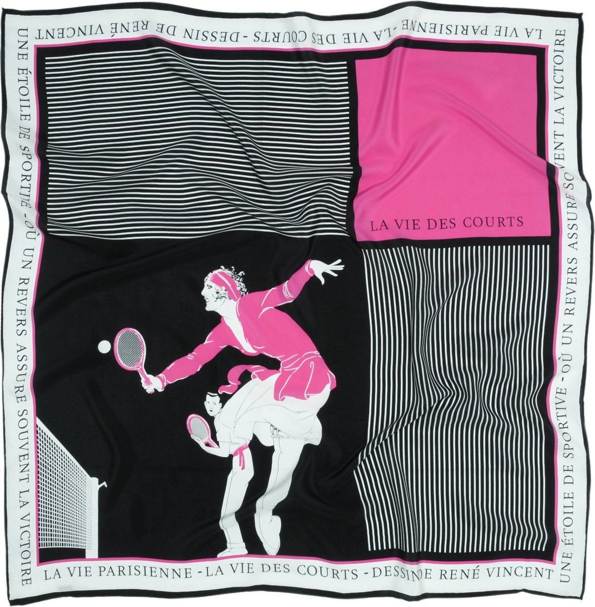 We Love Ties - Sjaals - Sjaal Tennis La Vie des Courts - roze / zwart / wit