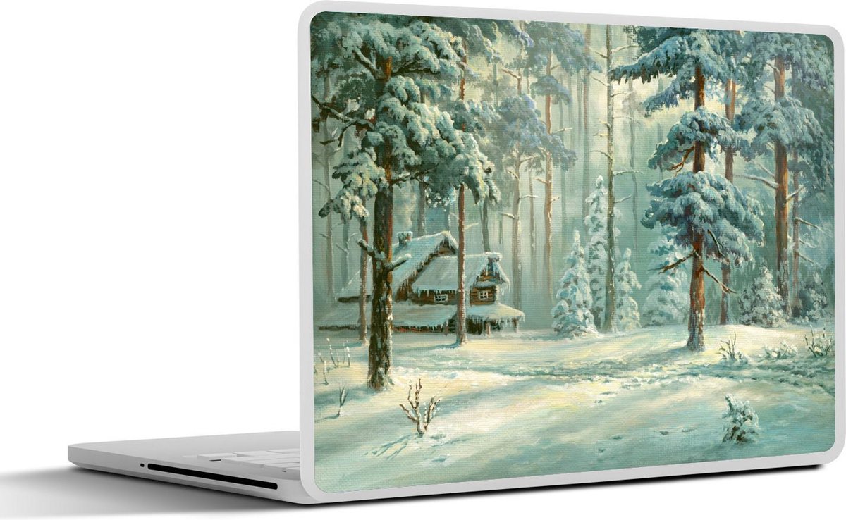 Afbeelding van product SleevesAndCases  Laptop sticker - 10.1 inch - Sneeuw - bos - Hut