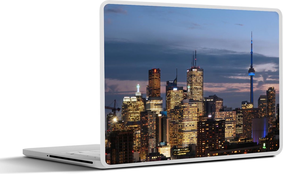 Afbeelding van product SleevesAndCases  Laptop sticker - 14 inch - Silhouette van de stad Toronto met wolken in Canada