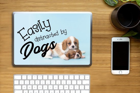 Autocollant pour ordinateur portable - 11,6 pouces - Citations - Proverbes - Chien - Facilement distrait par les chiens