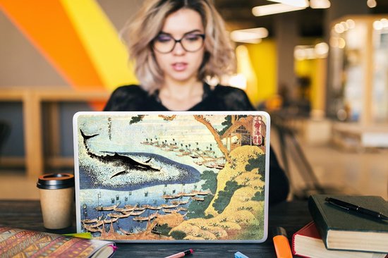 Sticker pour ordinateur portable - 15,6 pouces - Une baleine à Goto - peinture de Katsushika Hokusai
