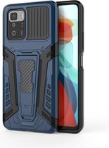 Voor Xiaomi Redmi Note 10 Pro 5G War Chariot Series Armor All-inclusive schokbestendige pc + TPU-beschermhoes met onzichtbare houder (blauw)