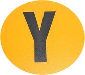 Magazijn vloersticker   -  Ø 19 cm   -  geel / zwart   -  Letter Y