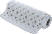 Textiel Stof op Rol - Decoratiestof - Wit - Lengte 200cm - 25cm breed - Zilveren Sterren