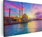 Artaza - Peinture sur toile - Mosquée Ortakoy colorée à Istanbul - 120 x 80 - Groot - Photo sur toile - Impression sur toile
