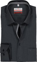 MARVELIS modern fit overhemd - mouwlengte 7 - zwart met grijs mini dessin (contrast) - Strijkvrij - Boordmaat: 44